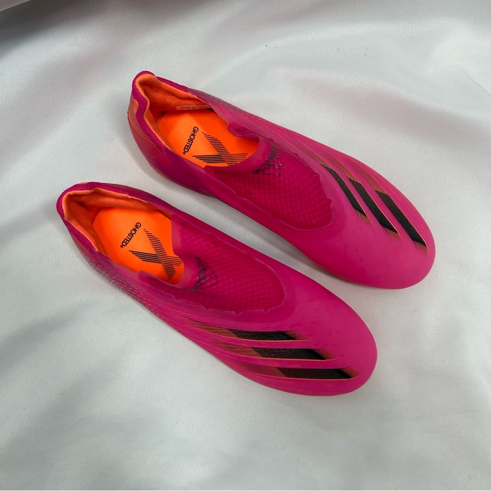 NWOT Adidas X Ghosted Junior FG Soccer Cleats Laceless Pink Kids Girls Size 4 - Picture 4 of 9